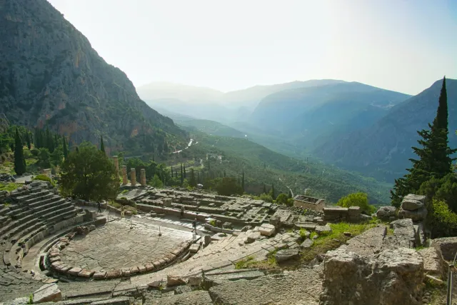 Delphi's oracle ruins and Meteora's cliff-top monasteries — guided heritage tours with local storytellers.