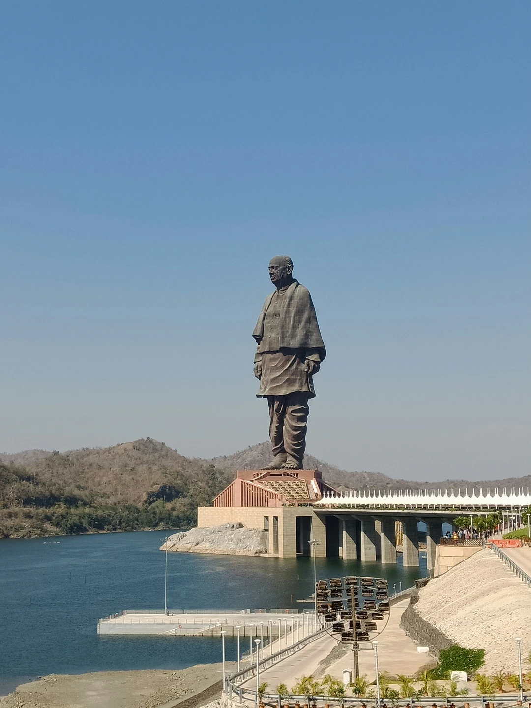 The colossal Statue of Unity, depicting Sardar Vallabhbhai Patel, stands tall over the Narmada River in Gujarat, India