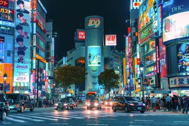 Shibuya Crossing, Senso‑ji Temple, Akihabara and sky-high views from Tokyo Skytree. Join guided street food and nightlife tours.